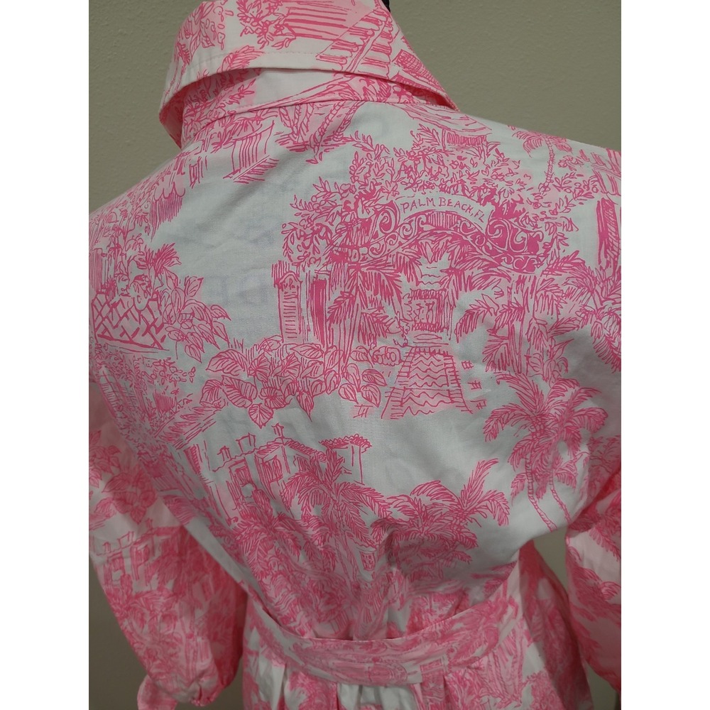 Lilly Pulitzer Amrita 3/4 Sleeve Cotton Shirtdress toille print Women SZ 0 vaca - Picture 8 of 12